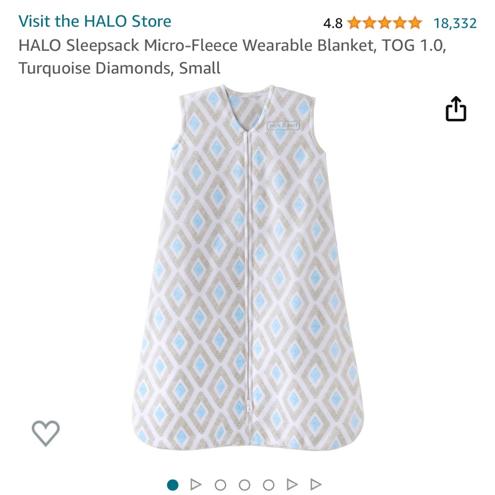 Halo Microfleece Wearable Blanket (Sleepsack), Size Small (birth-6 months), EUC